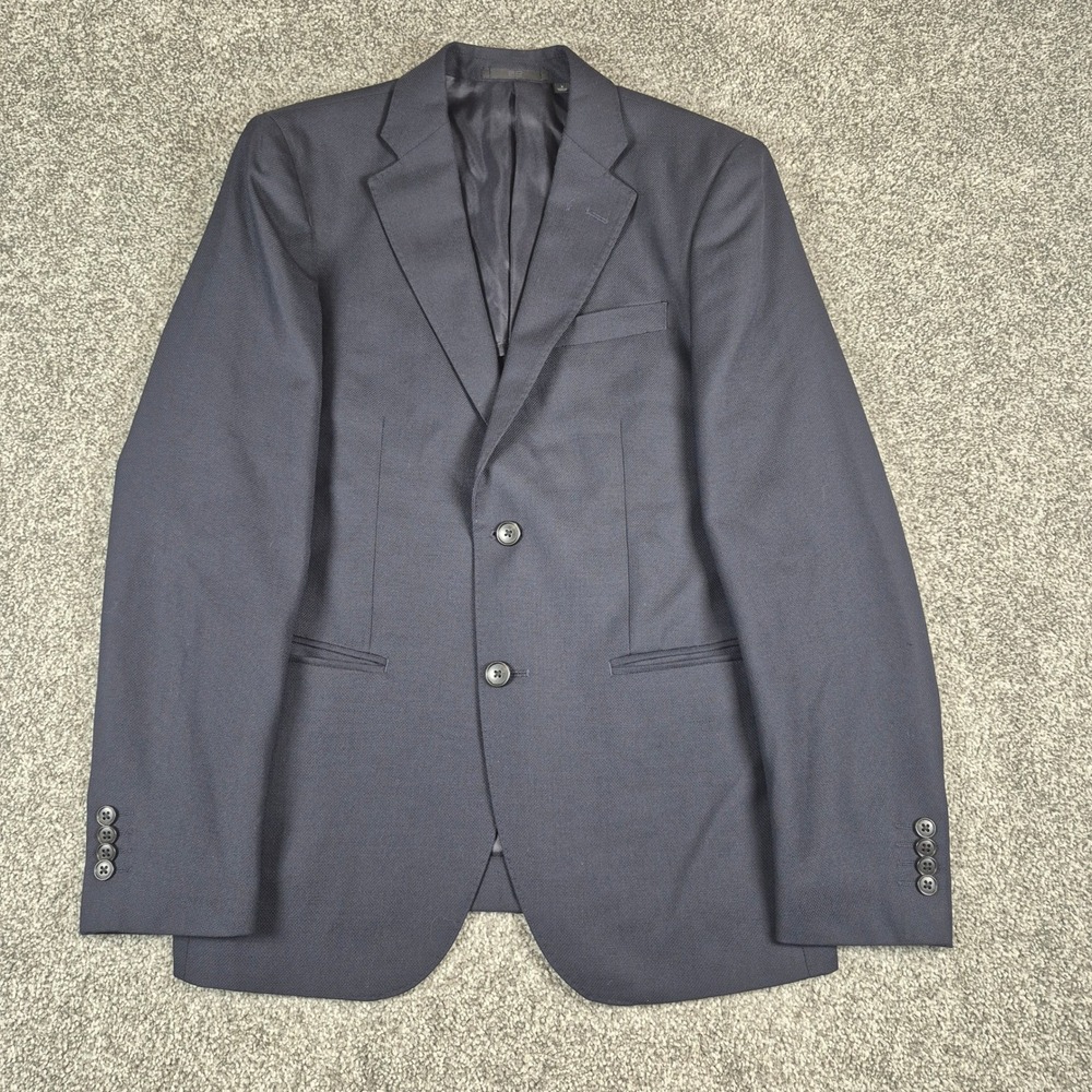 Uniqlo Blazer Mens Small Navy Blue Slim Fit Wool Blend Suit Jacket